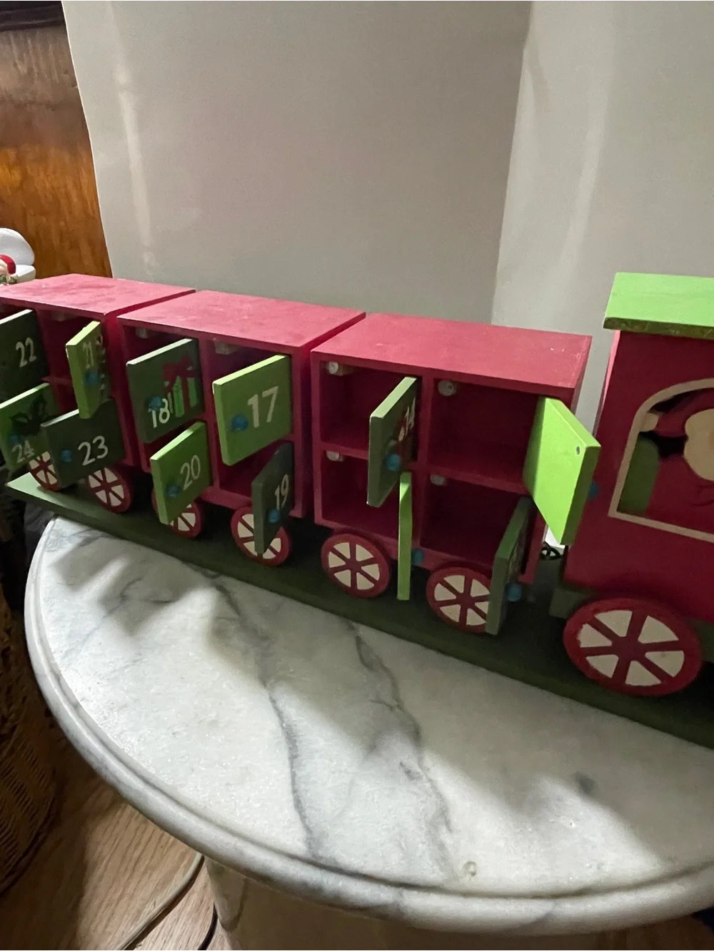 Rare Vintage Solid Wooden Train 25 Days Hope Chest to Christmas 23.5”